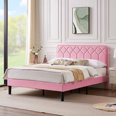 DIMENSIONベスト Vecelo Upholstered Bed Frame Twin Full Queen Size Platform