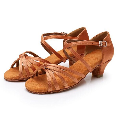 Hot Ballroom Salsa Tango Heeled Latin Dance Shoes Children Girls Womens Size - Picture 12 of 21