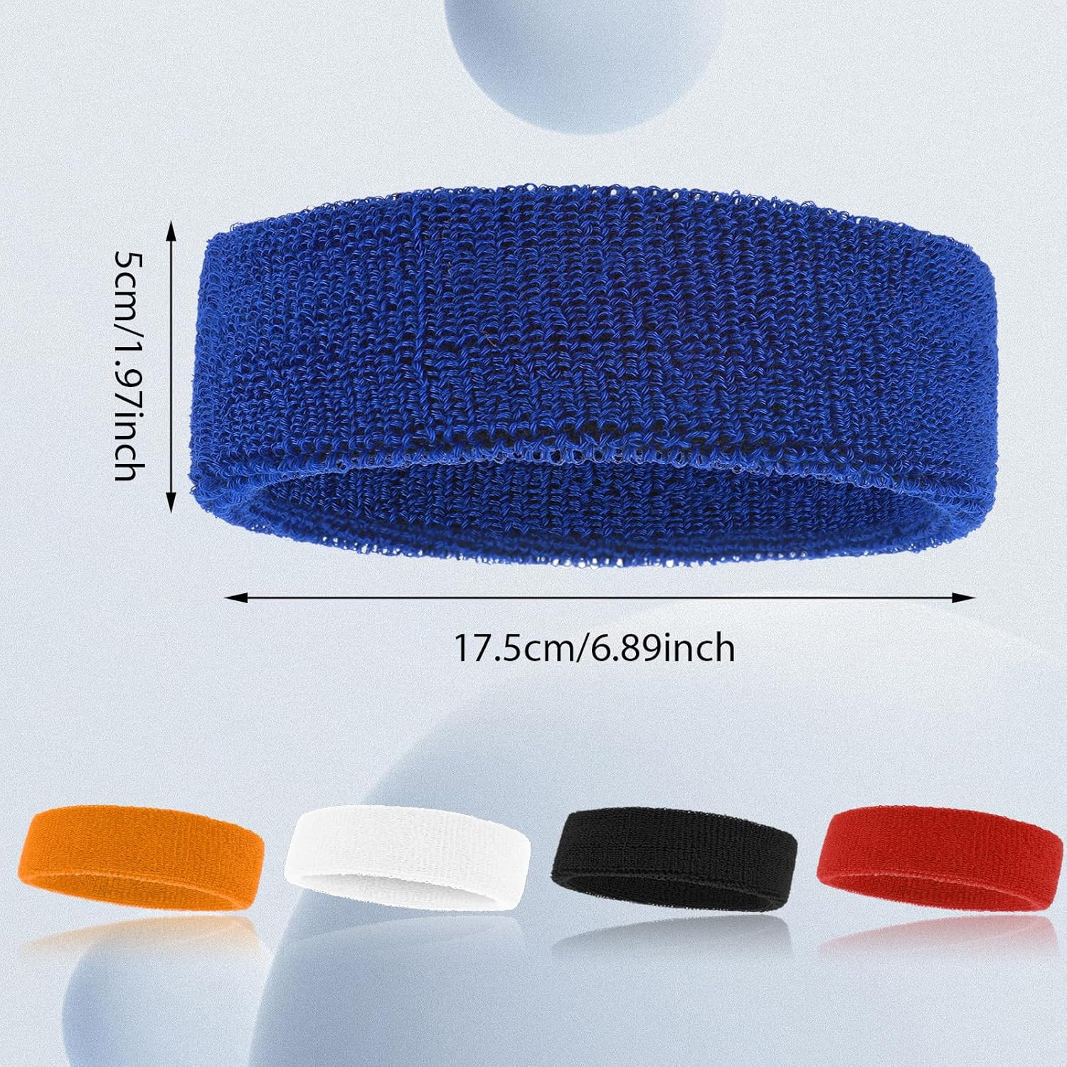 5 Pack Men & Women Sweatband Headband Terry Cloth Moisture Wicking for Sports Te