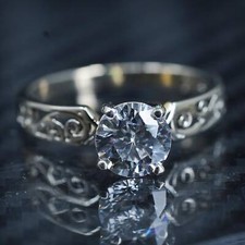 Size 7, vintage sterling silver 925 engagement ring with cz