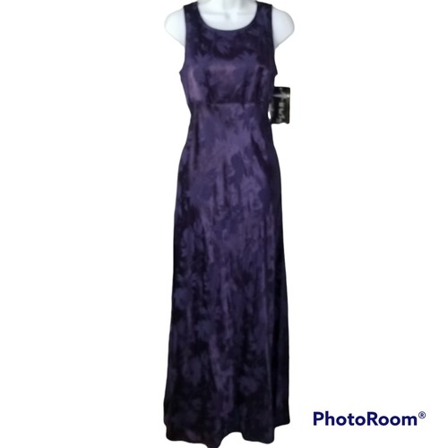 ALL THAT JAZZ Dress NWT Purple Maxi Sleeveless Sheen Floral Pattern Size 9/10 - Picture 2 of 10