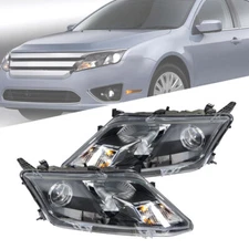 Projector Headlight Headlamp Black Left+Right Side Fit For Ford Fusion 2010-2012