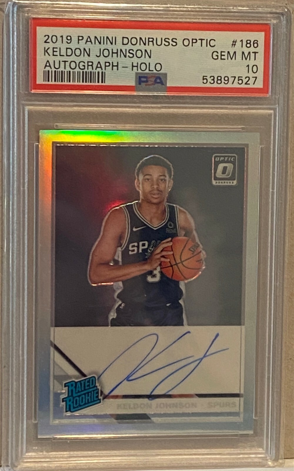 2019-20 PANINI DONRUSS OPTIC KELDON JOHNSON AUTOGRAPH HOLO #186 PSA 10