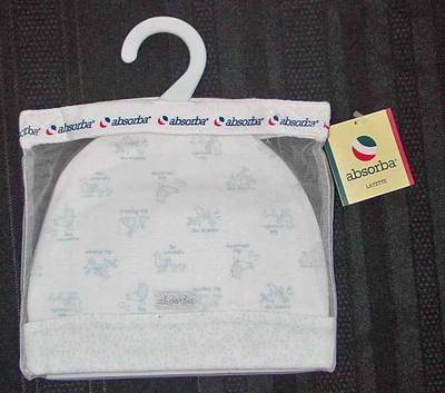 ABSORBA INFANT WHITE WITH BIRDS CAP / HAT ONE SIZE NEW WITH TAGS