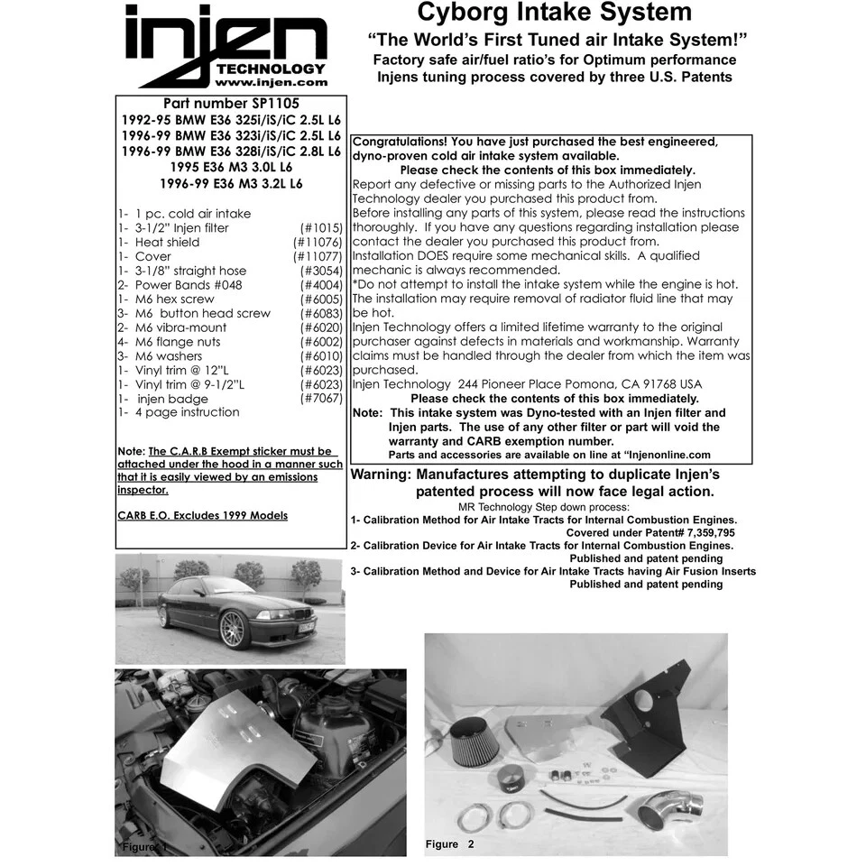 Injen SP1105P Short Ram Cold Air Intake System for 1992-99 BMW 325i / 1995-99 M3 - Image 4 of 4