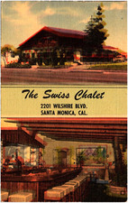 The Swiss Chalet Restaurant in Santa Monica California CA 1940s Linen Postcard