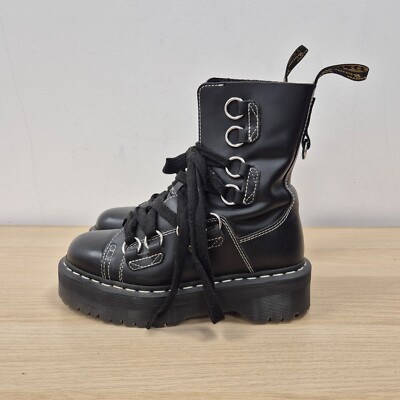 Dr Martens Jadon XL Max Plateau Chunky Schwarz Glattleder Schnürstiefel Uk 6