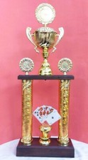 S&auml;ulenpokal Pokal  Poker Skat Kartenspiel Wanderpokal gold/silber oder Violett