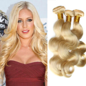 Russian Blonde Wavy Straight Texture High Quality Sew In Human Hair One Bundle Ebay