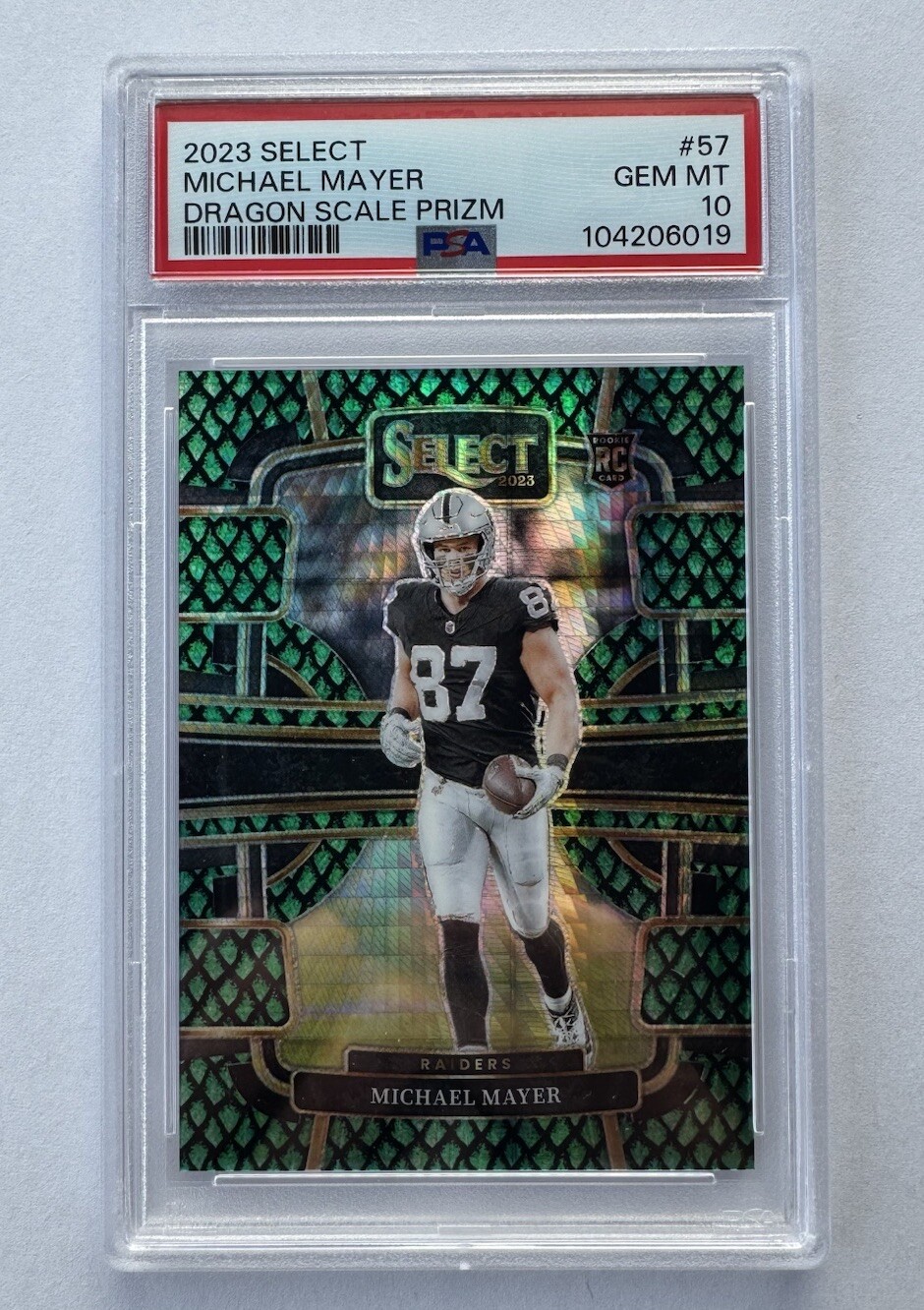 2023 Select Michael Mayer #57 Prizm Dragon Scale Parallel - /70 PSA 10