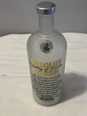 1 EMPTY ABSOLUT CITRON VODKA BOTTLE 1 L W/ CAP EMPTY FROST W