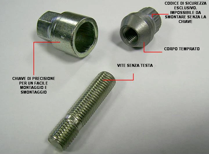 Per Fiat Stilo Wagon dal 2001>Kit Bulloni Antifurto Locket Farad Cerchi in Lega - Immagine 3 di 3