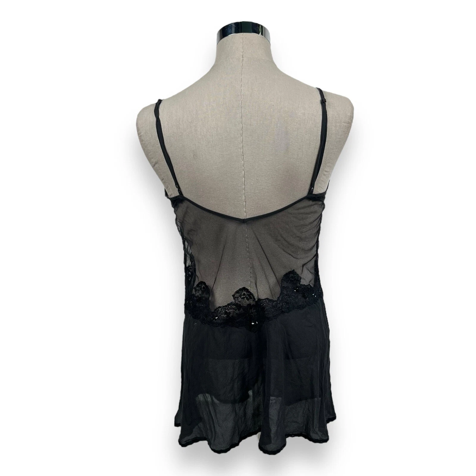 UNDERCOVER Abito slip Y2K Victoria's Secret semi trasparente nero 100% seta civettuola gotica taglia M