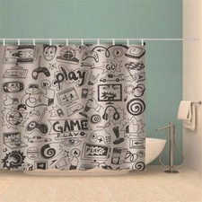 Bubble Economy Gray Star 3D Shower Curtain Waterproof Fabric Bathroom Decoration