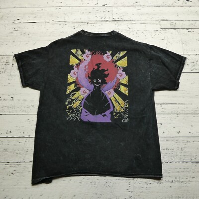 Japanese Anime Shirt Size XL Black Stone Wash O X Short Sleeve Mysterious