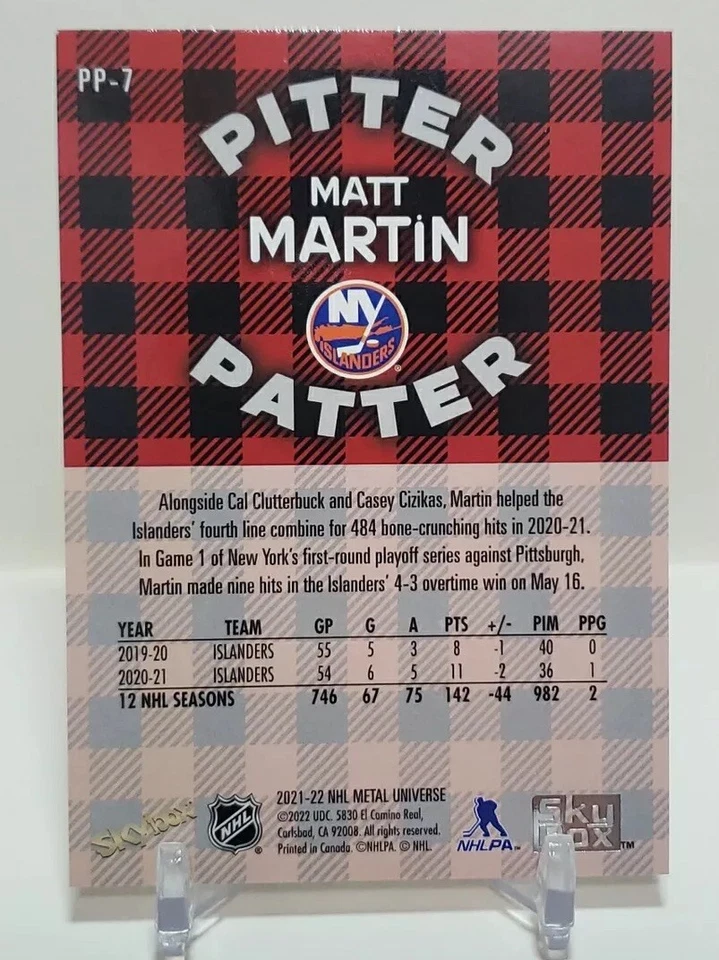 🥷 2021-22 Skybox Metal Universe Matt Martin Pitter Patter #PP-7 Islanders 🥷 - Image 4 of 4