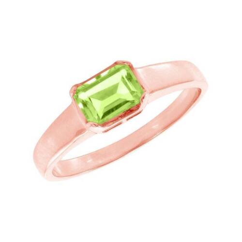 0.64 Ct Peridot Bezel Ring 10k Solid Yellow Gold - Picture 3 of 3