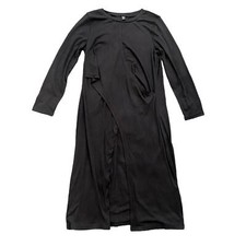 Curve Long Sleeve Bodycon Slit Dress in Black, Size 0XL