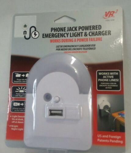 Phone Line Powered: EMERGENCY Night Light and Phone Charger works during outage - Afbeelding 1 van 5
