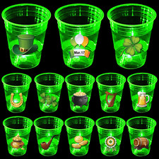 24 Pcs Glow St.Patrick'S Day Party Supplies,Glow Shamrock Cups for Lucky St Patt