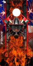 Firefighter Face Shield Flag Flames LAMINATED Cornhole Wrap Bag Toss Skin Decal