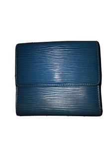 100% Authentic LOUIS VUITTON Trifold Epi Blue Leather Mini Wallet Purse France