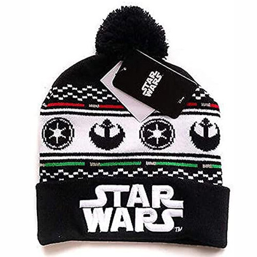 Star Wars Mens Black Beanie Pom Pom 