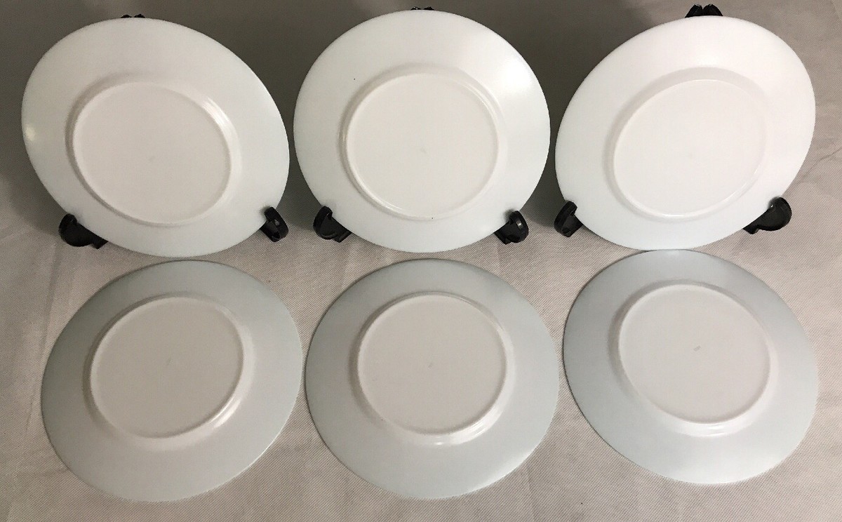 Lot 6 Petites Assiettes Plates Arcopal France - Motif Mint - Diamètre 20 Cm