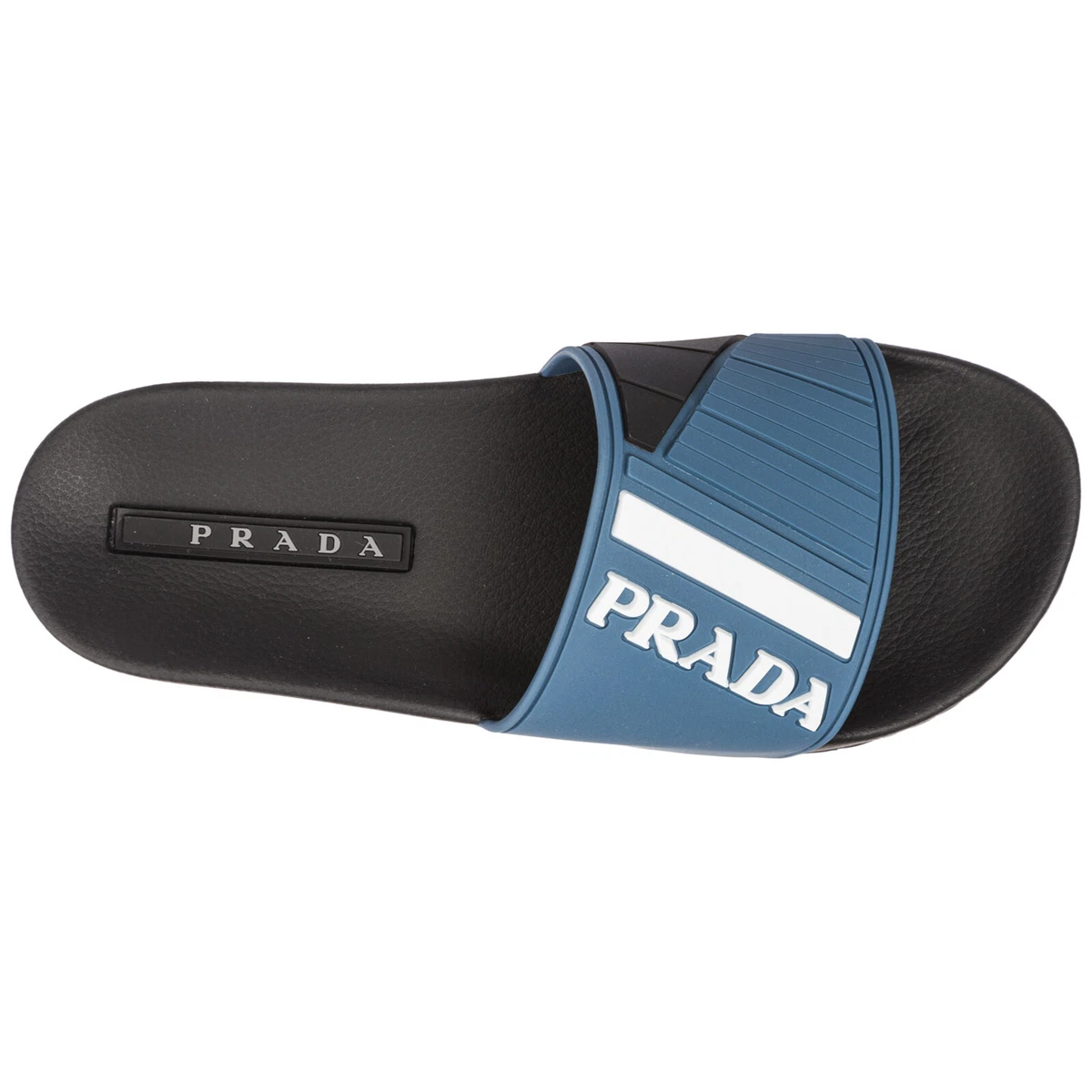 Prada slides men logo 4X3204_B4O_F0148 Aviazione + Bianco detail rubber