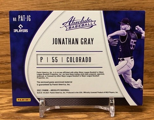 JONATHAN GRAY Jumbo Patch /99 | 2021 Absolute Baseball ROCKIES Patch - Picture 2 of 3