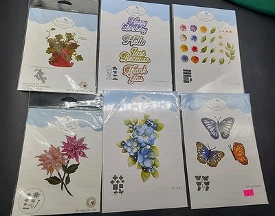 Lot Of 6 NEW Elizabeth Craft Designs  Die Florals BUTTERFLIES