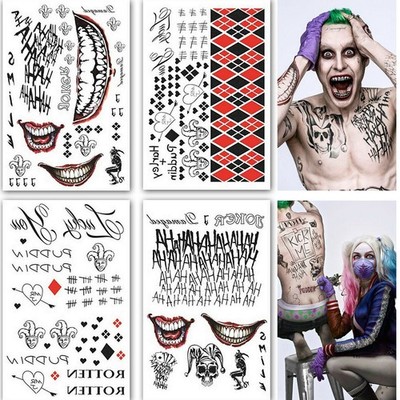 Tätowierungs-Selbstmordkommando Quinn Joker Halloween Fake Tattoo Sticker 4Blatt