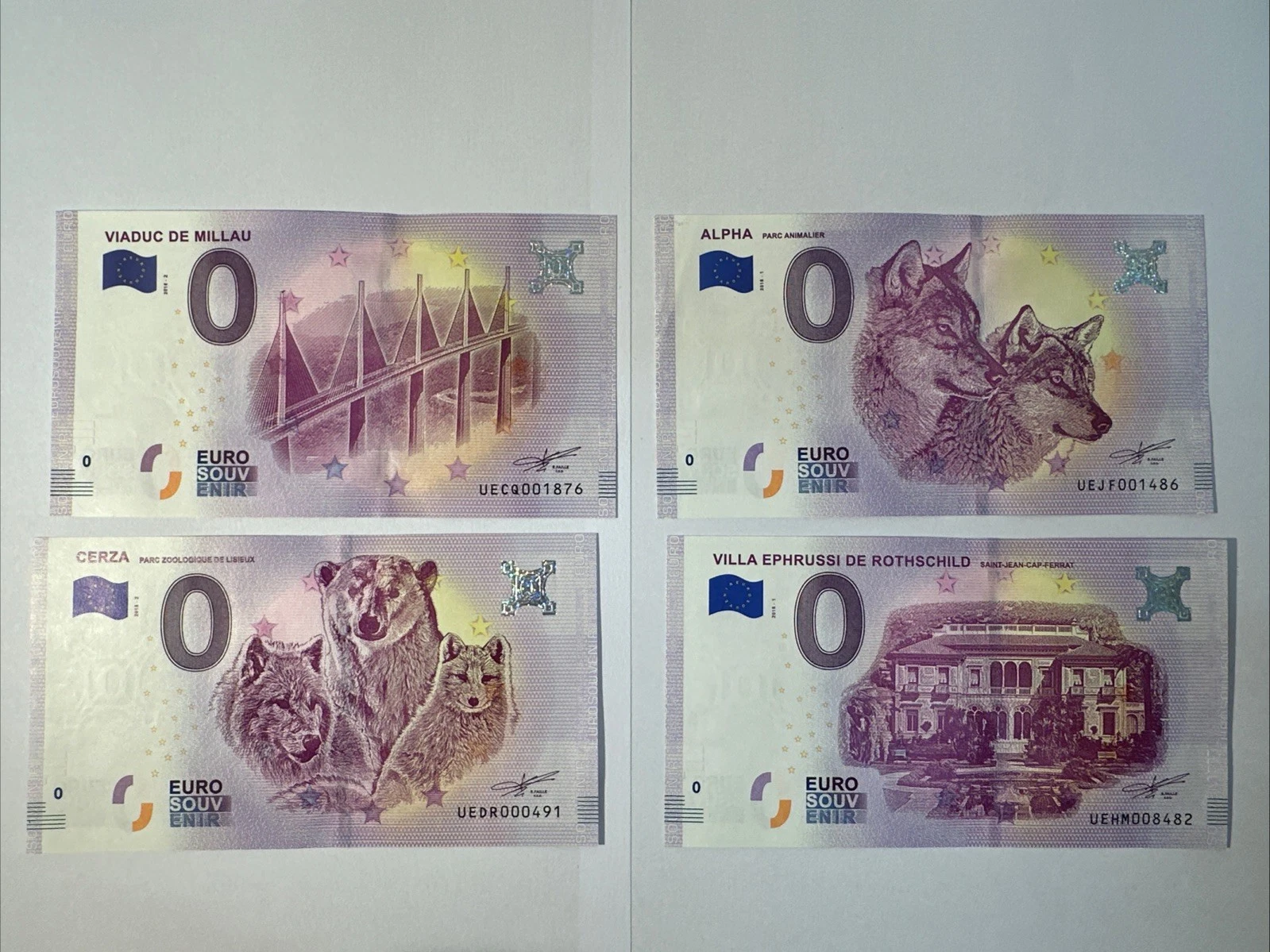 Lot 4 Billets  Zéro 0 € Euro Touristique / Souvenir 2018-1 / 2018-2