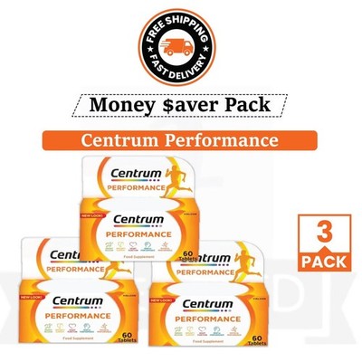 Centrum Performance Multivitamins 60 Tablets - 3 Pack Energy & Health