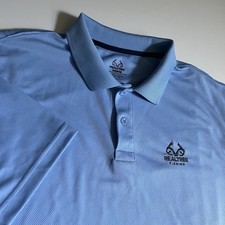 Realtree Fishing Shirt Polo Light Blue Vented Back Size Medium Logo on front