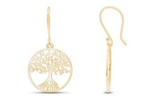 Tree of Life Dangle Earrings for Women   14K Yellow Gold Plated 925 Sterling ...