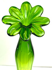 Vintage Murano Art Glass Green Gardenia Swing Swung Vase 16" Tall