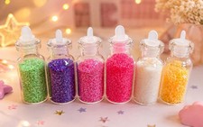 Set of 7 small bottles, glittery sequins for ...