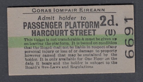 Bahnsteig Ticket Coras Iompair Eireann Irland Harcourt Street Station 2d