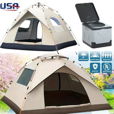 3-4 Person Pop Up Tents Waterproof Instant Tent for Camping Hiking With Toilet