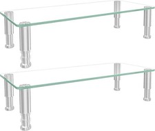 2 Pack Computer Monitor Riser with Height Adjustable Multi Media Desktop Stand f