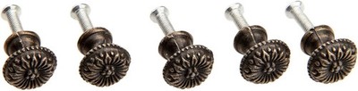 Dophee 5Pcs 0.67''X 0.59'' Antique Brass round Jewelry Box Pull Handle Drawer Cupb