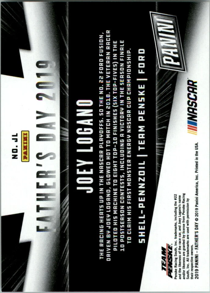 2019 Panini Father's Day Panini Collection Cracked Ice #JL Joey Logano /25 - Image 2 of 2