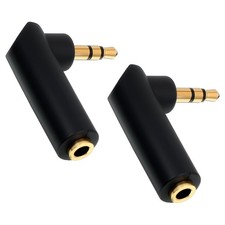 2 Pack 3.5mm Right Angle Male to Female Audio Adapter TRS Stereo Jack Plug