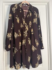 Nine West Women's Floral Tunic Blouse/Dress Long Sleeve Burgundy L