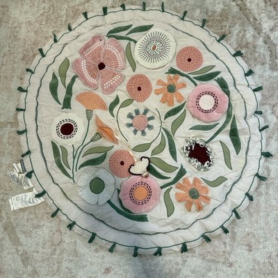 Crate&kids Floral Garden Baby Activity Play Mat Round Mirror Chewy Bug Flowers