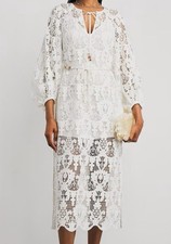 Zimmermann Women White Coco Lace Midi Dress Size 4