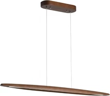 51" Wood Linear Pendant Light Wood Dining Room Light Fixture Modern Pool Table L