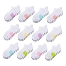12 Pairs Girls Socks Ankle Athletic low cut Socks 7-10 Years 12 Pairs White