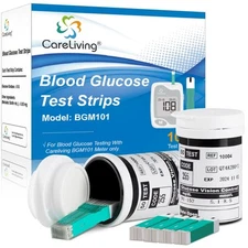 CareLiving BGM101 Blood Glucose Test Strips, for Diabete Sugar Testing, 100 C...